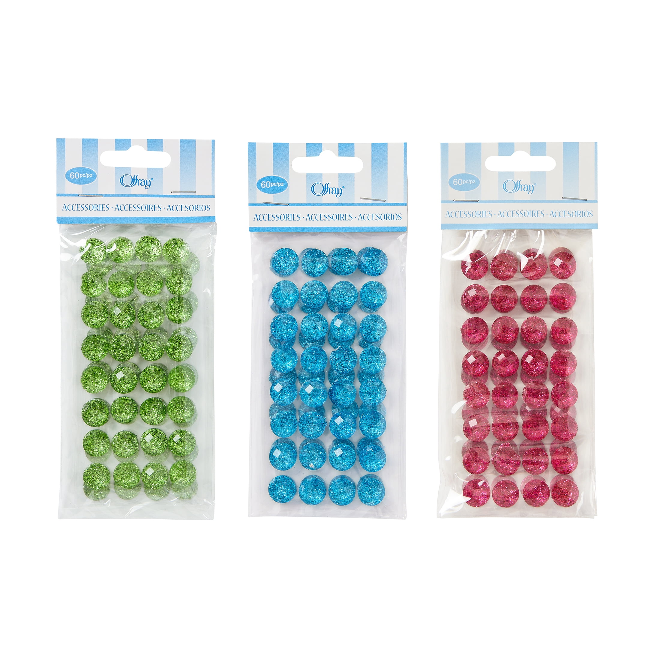 Offray Accessories, Turquoise Adhesive Button Gems, 60 pieces, 1 Package