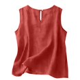 thumbnail image 6 of Cotton Linen Tank Tops for Women Summer Casual Comfy Sleeveless Linen Shirts Loose Lightweight Gauze Cami Red S, 6 of 6