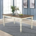 thumbnail image 2 of Prato Antique White and Distressed Oak Two-tone Finish Wood Dining Table, 2 of 6