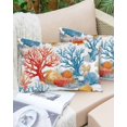 thumbnail image 6 of Red Blue Coral Coastal Throw Pillow Cover 20 x 36 Inch Decorative Pillow Cover Nautical Summer Beach Ocean Lumbar Pillowcase Seasonal Rectangle Cushion Case for Couch Sofa Bed Living Room, 6 of 7