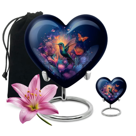 SABURIAL Humming Bird Urn - Large Burial Urn For Male & Female - Small Cremation Urns For Human Ashes Adult Women - Funeral Urns - Combo Of 8 Inch & 3 Inch