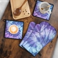 thumbnail image 5 of Purple Blue Tie Dye Pattern Kitchen Oven Mitt and Pot Holder Sets 4 Pcs for Baking, Cooking and Grilling, Heat Resistant Up To 392 °F, 5 of 7