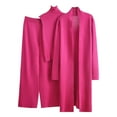 thumbnail image 2 of Lopecy-Sta Women's 3 Piece Outfits Knit Loungewear Long Sleeve Jackets Pullover Tops and Wide Leg Pants Casual Sweater Sets Tracksuits, 2 of 5