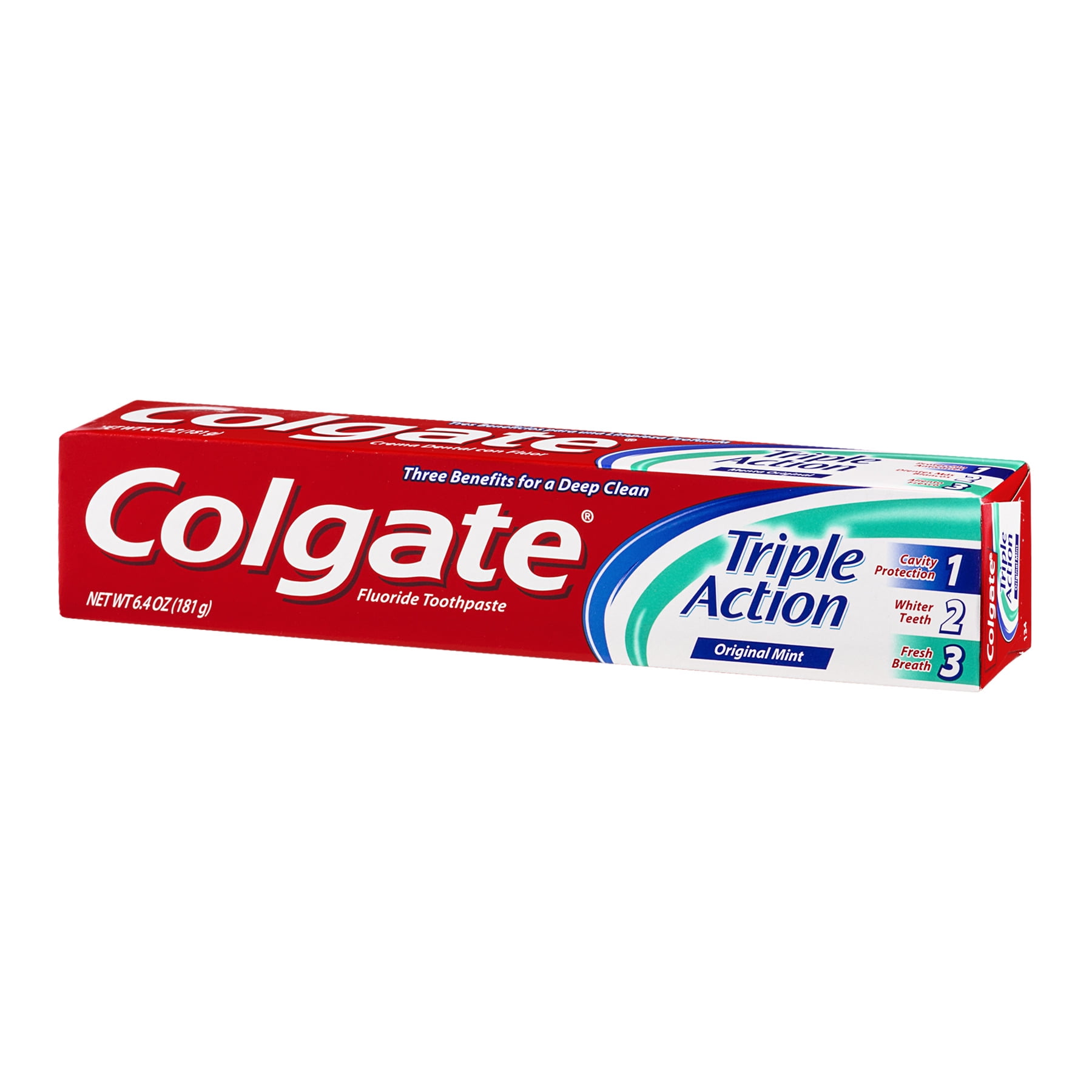 Colgate Triple Action Toothpaste, Original Mint, 6.4 Ounces Tube