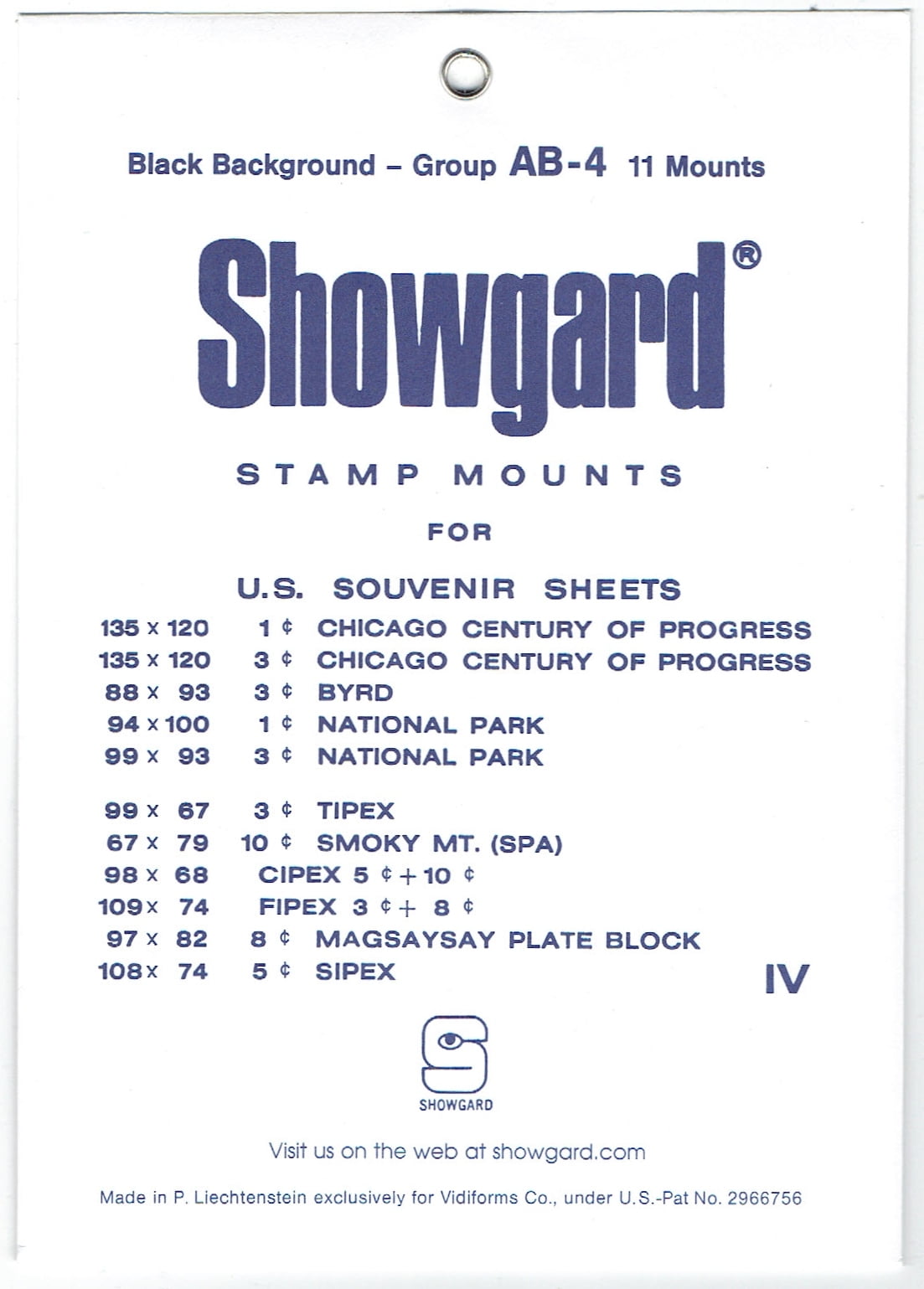 Showgard Stamp Mounts Size Group AB Strip Black