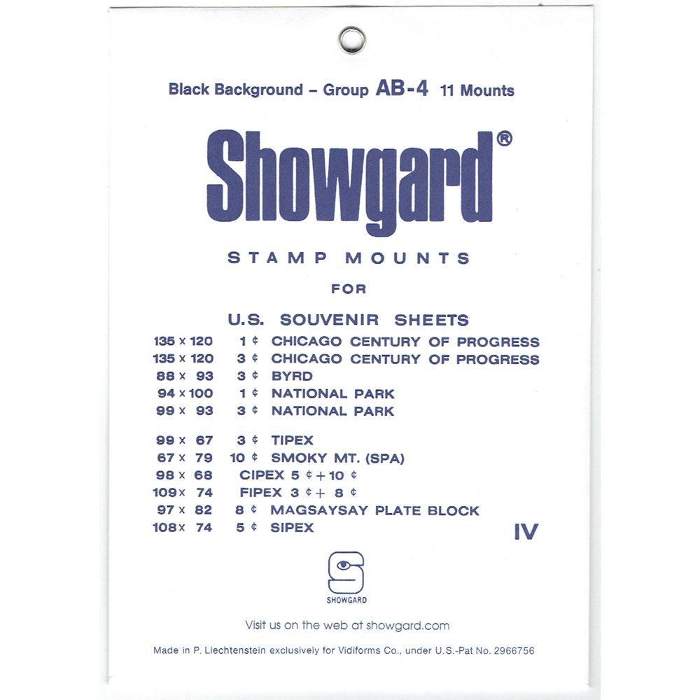 Showgard Stamp Mounts Size Group AB Strip Black