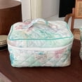 thumbnail image 3 of Bolso cosmético acolchado floral algodón viaje artículos de tocador damas monedero (pintura), 3 of 7