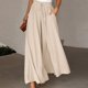 thumbnail image 1 of Women's Solid Color Trousers Elastic Belt Wide Leg High Waist Long Culottes, 1 of 5