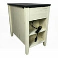 thumbnail image 3 of End Table for Bedroom Living Room - Farmhouse Style, Charging Station & Barn Door, White+Black, 3 of 21