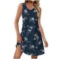 thumbnail image 2 of Mqqzkk Summer Dresses for Women Beach Vacation Boho Floral T Shirt Sleeveless Sundress Fashion Tank Dress, 2 of 7
