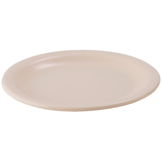 9" Melamine Round Plates, Tan,Pack of 4 EA