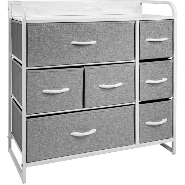 Mueble Buro Organizador Comoda Metal 7 Cajoneras Tela Gris