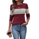 thumbnail image 1 of Blusas de Larga con Bloques de Color para Mujer, Conjuntos de Otoño, Suéteres de Invierno y Moda de Principios de Otoño. Vino Tinto L, 1 of 9