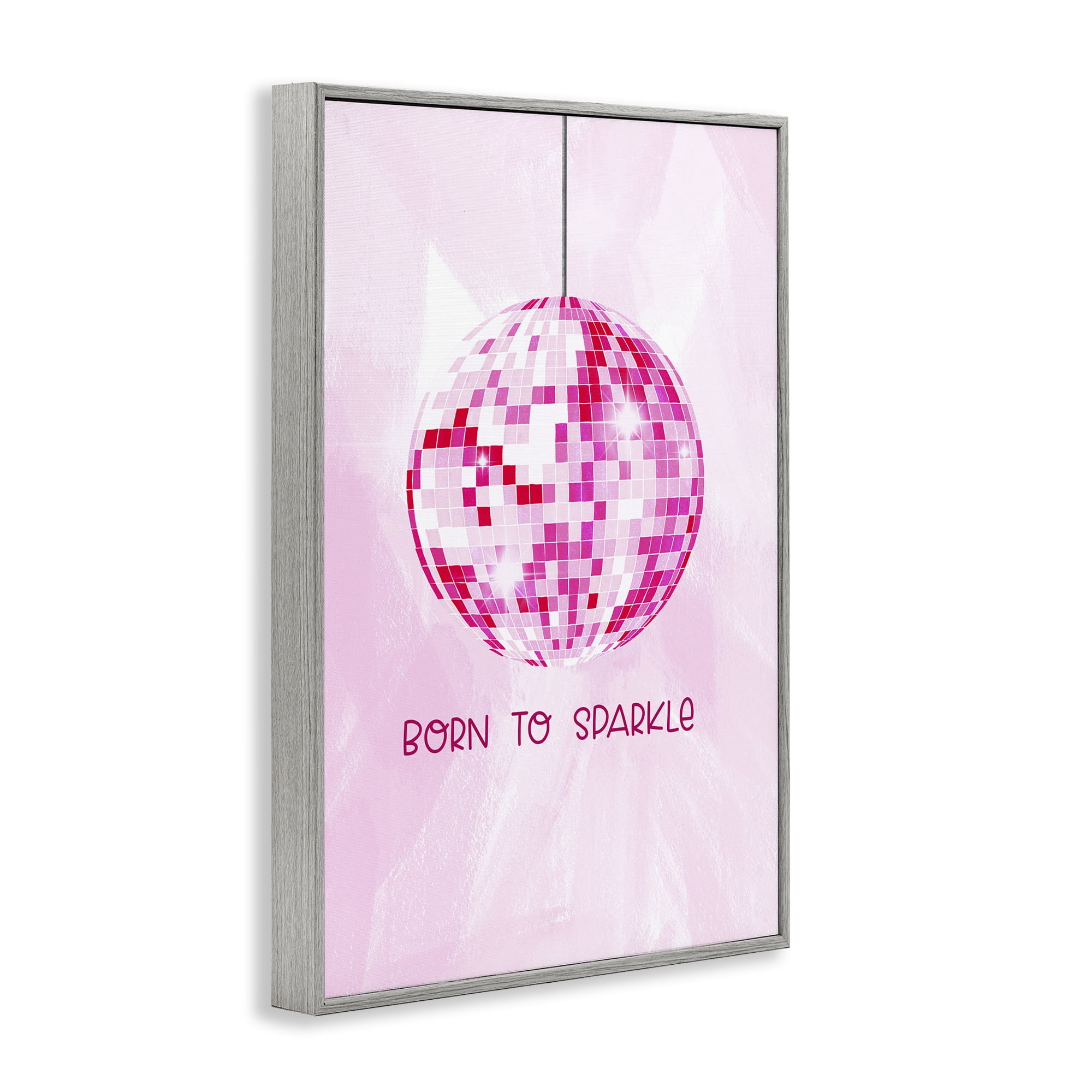 Stupell Industries Born To Sparkle Disco Typography Painting Gray Framed Art Print Wall Art, 20 x 30