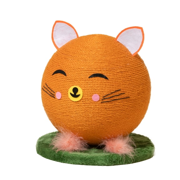 Oodles Orange Fox Face Durable Jute Cat Scratching Pad, O/S
