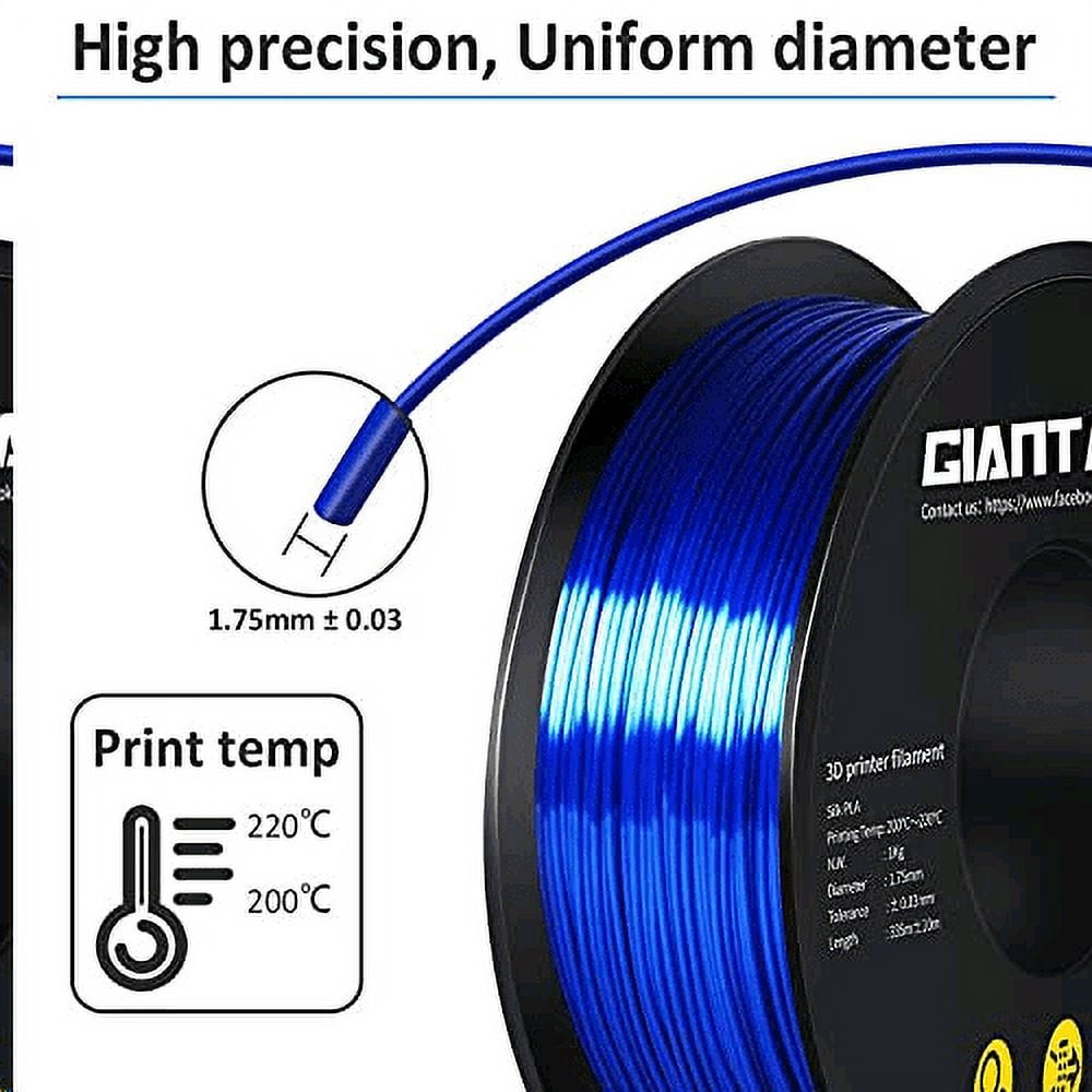 GEEETECH Shiny Silk Royal Blue 3D Printer PLA Filament Toughness Enhanced with 1.75mm Dimensional Accuracy +/-0.03mm, 1080 Feet per Roll, Vacuum Packaging, for Most 3D FDM Printer