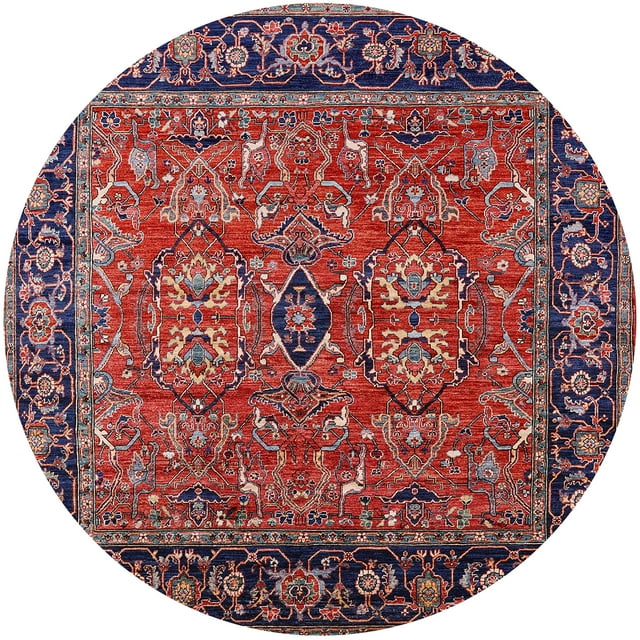 Ahgly Company Tapis Ronds d'Intérieur Milieu du Siècle Moderne Rose Rose Zone Orientale, 3' Ronds