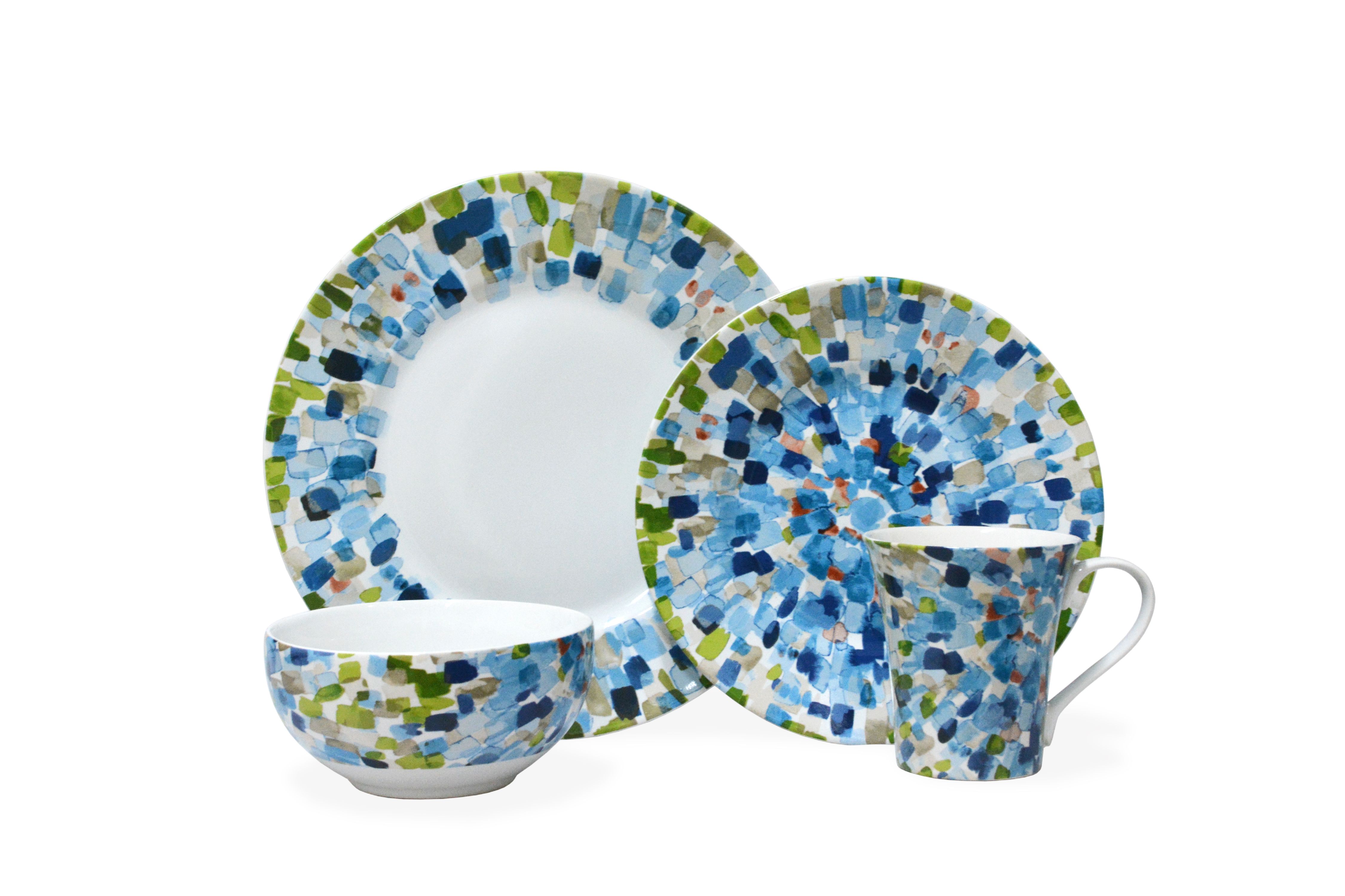 222 Fifth : Solena Blue 16 Piece Dinnerware Set - Walmart.com - Walmart.com