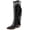 Black, variant on Women's Western Fringe Knee High Cowboy Boots Embroidered Studded Pointed Toe Chunky Heel Booties