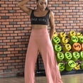 thumbnail image 5 of Pantalones de salón elásticos de pierna ancha para mujer, pantalones palazzo casuales y cómodos de cintura alta, 5 of 5