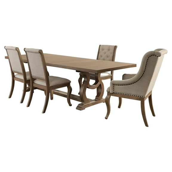 Bowery Hill 5-piece Rectangular Trestle Wood Dining Set Barley Brown