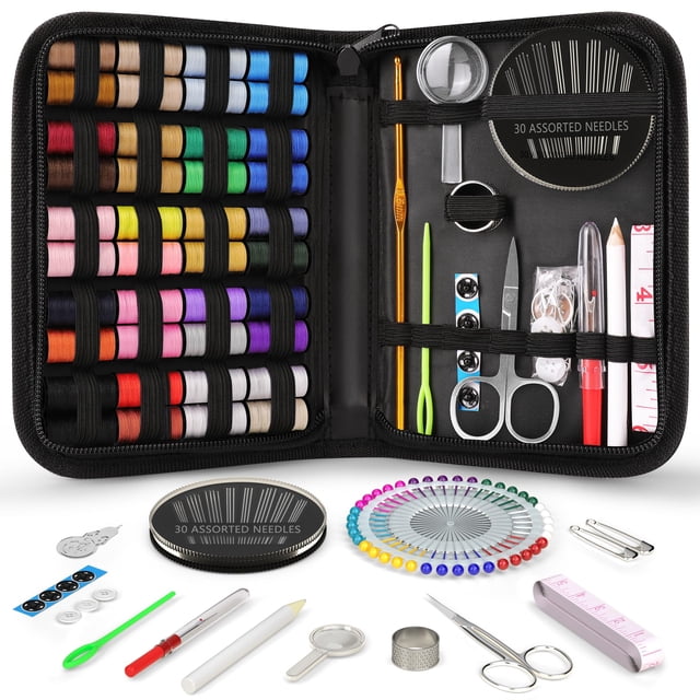 Kit de costura para regalos navideños de Coquimbo con organizador (negro)