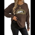 thumbnail image 1 of Suéter de Cuello Redondo Personalizado con Estampado de Leopardo y Labios Bordados para Mujer Café M, 1 of 8