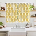 thumbnail image 2 of Yellow Geometric Kitchen Curtains Window Panels, Morocco Modern Abstract Plaid Art Insulated Window Treatment Curtain, Grommet Curtains for Bedroom/Living Room/Bathroom, 2 Piece 52"Wx72"L, 2 of 8