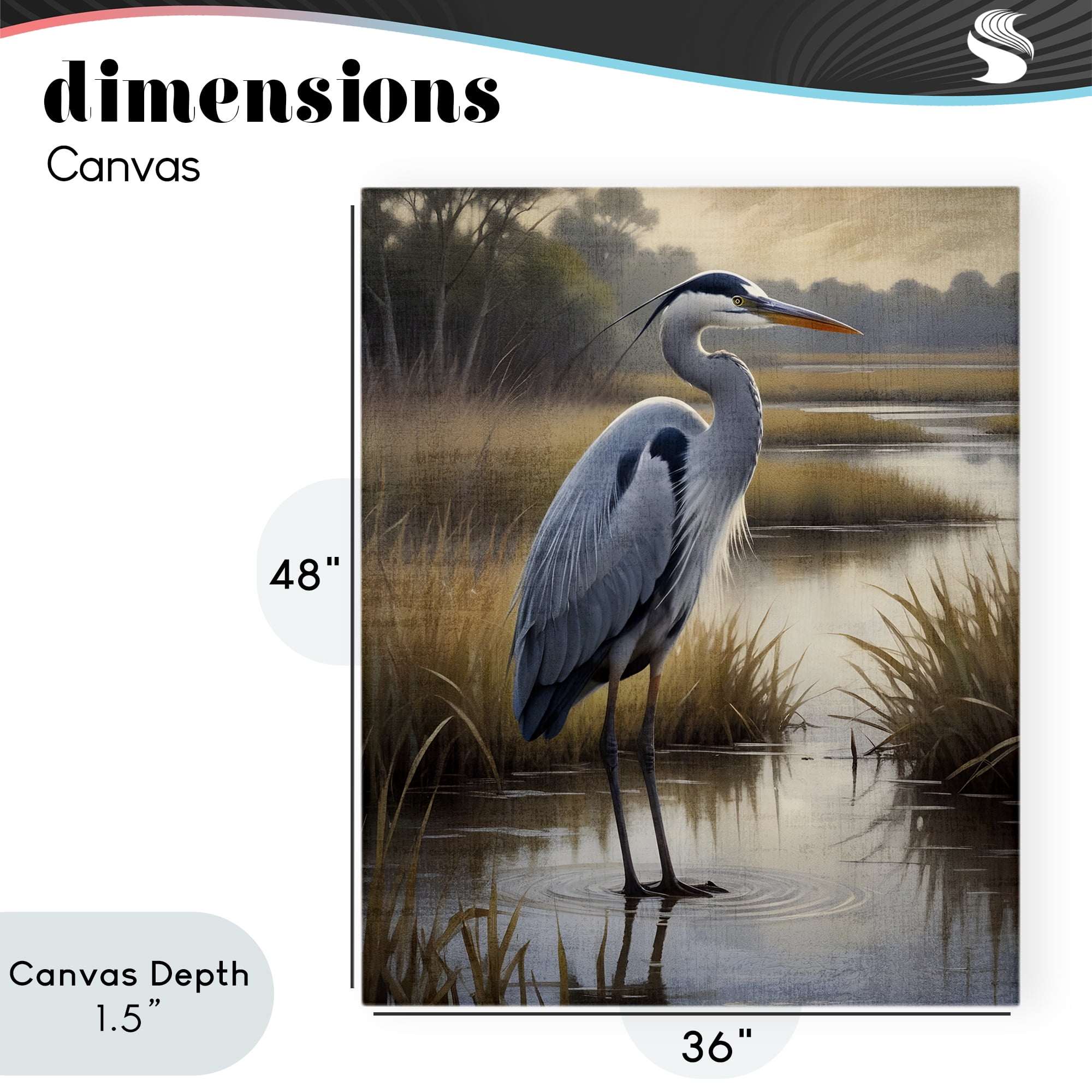 Stupell Industries Heron in Serene Marshlands Canvas Wall Art, design by Susan Arnot