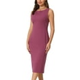 thumbnail image 4 of Vestido formal midi sin mangas de cuello barco para mujer Inspire Chic en púrpura ciruela talla L, 4 of 6