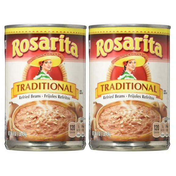 Rosarita Traditional Refried Beans, 16 oz, Pack of 2