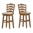 thumbnail image 2 of Weston Home Sheena French Ladder Back Bar Height Swivel Stool with Padded Seat, Oak, 2 of 6