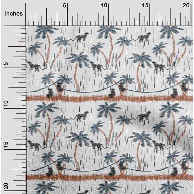 oneOone Georgette Viscose Fabric Tree|Leopard & Monkey Ikat Decor Fabric Printed BTY 42 Inch Wide