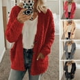 thumbnail image 2 of Women's Plush Coat Long Sleeves Single-breasted Jacket with Pockets Solid Color Thicken Warm Plush Coat for Autumn Winter Work Daily Wear, 2 of 8