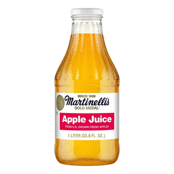 Martinelli's Gold Medal 100% Apple Juice, Multi-Serve Glass Bottle, 1 Liter