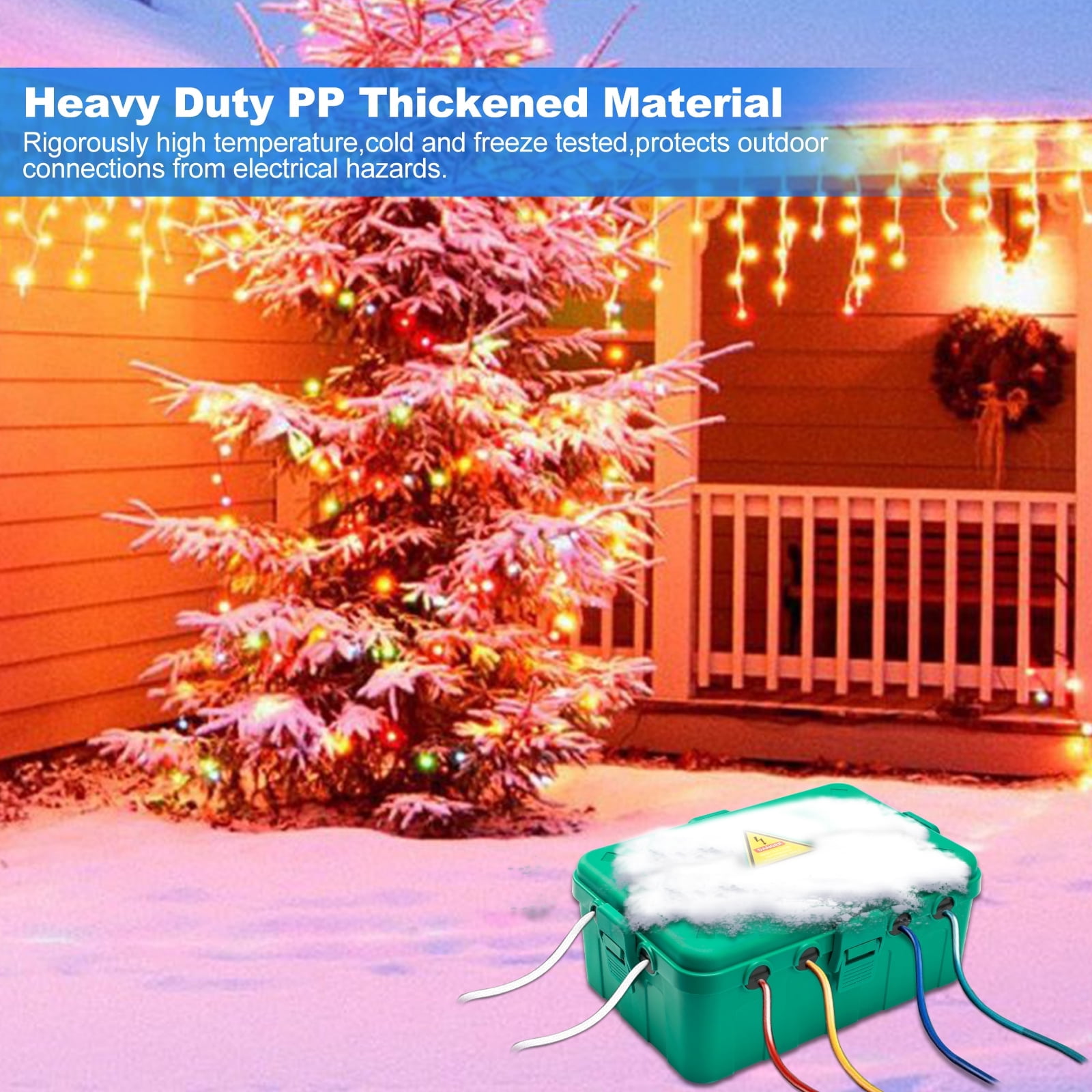 Kcpolre Large Outdoor Electrical Box (12.6x8.7x5.1 inch) , IP54 Weatherproof Electrical Box with 8 Cable Ports, Wall-Mountable for Power Strips, Holiday Lights, Pool Pumps, Green