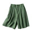 thumbnail image 2 of Rezuofi Bermuda Shorts for Women High Waisted Linen Dressy Casual Pleated Wide Leg Summer Shorts with Elastic Waist, 2 of 7