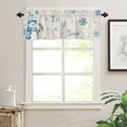 thumbnail image 7 of Christmas Snowman Kitchen Curtains and Valances Set, Bird Snowflake Winter Blue Linen Texture Rod Pocket Window Valance Window Curtain Panels for Living Room Bedroom Laundry, 27.5x36in, 3 Pieces, 7 of 7