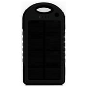 Waterproof 5000mAh Solar Charger with Flashlight Black