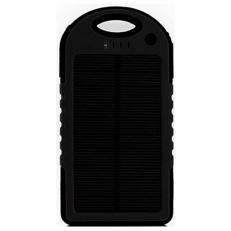 Waterproof 5000mAh Solar Charger with Flashlight Black