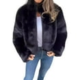 thumbnail image 2 of Women's Winter Jacket - Thick Faux Fur, High Collar, Solid Color, Luxury Style, Heat Retention Coat, 2 of 7
