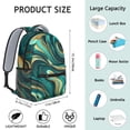 thumbnail image 6 of Teal Gold Marble Backpack for School,Cute School Bag,Schoolbag with Adjustable Shoulder Straps & Padded Back,15.3"x11"x6.7", 6 of 6