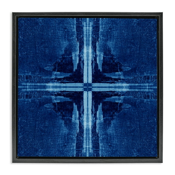 Stupell Industries Dark Geometric Quadrants Abstract Painting Black Floater Framed Canvas Art Print Wall Art, 18 x 18