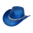 thumbnail image 2 of Sombrero de vaquero elegante y brillante, gorra de ala ancha para conciertos, fiestas y juegos de rol. Azul, 2 of 9