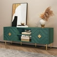 thumbnail image 6 of HLR 63'' Modern TV Stand for 65/70/75 inch TV, Entertainment Center with Storage Cabinet, Mid Century Green TV Stand,Embossed Pattern TV Console, TV Media Console for Living Room, Bedroom, 6 of 7