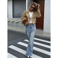 thumbnail image 5 of Womens Cropped Trench Coat Lapel Double Breasted Short Jacket Outwear Khaki S, 5 of 9