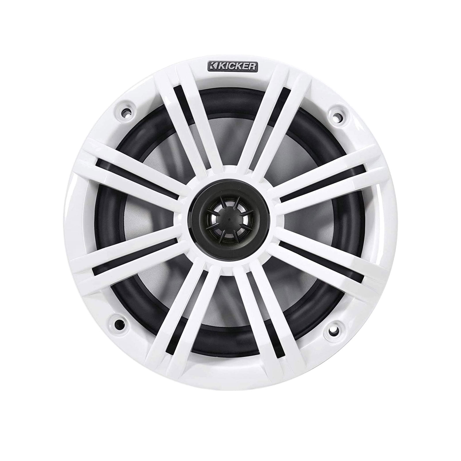 Kicker Weather-Resistant Gauge Style Bluetooth Marine Digital Media Receiver Bundle with Wired Remote, 4x 6.5" 2-Way 195W Max Coaxial Marine Speakers w/ White Grilles, 16-Gauge Wire, 22" Antenna