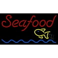 thumbnail image 1 of Red Seafood Fish Logo Waves LED Neon Sign 20 x 37 - inches, Black Square Cut Acrylic Backing, with Dimmer - Bright and Premium built indoor LED Neon Sign for restaurant window and interior decor., 1 of 7