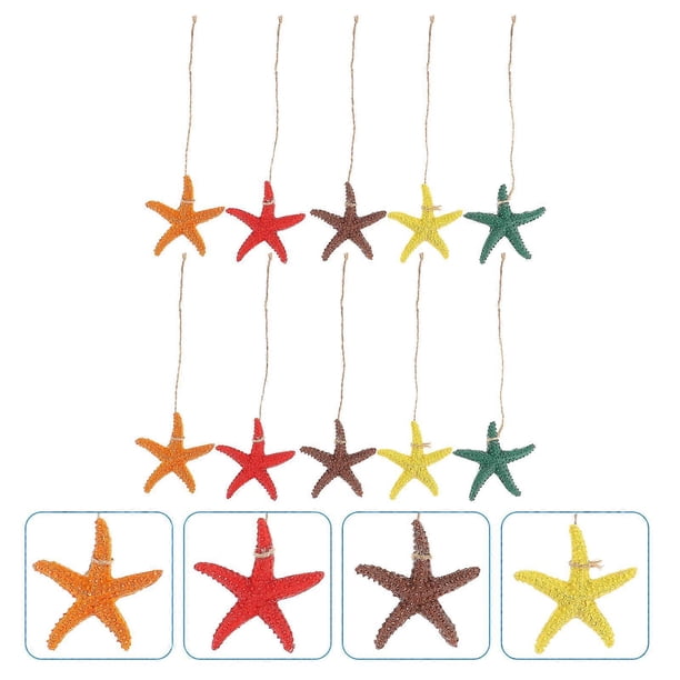 Mediterranean Resin Sea Star Decor for Home with 10Pcs Colorful Accessories