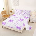 thumbnail image 2 of Erosebridal Kids Girls Cartoon Ribbon Bowknot Bed Sheets 4pcs,Teens Vintage Purple Polka Dots King Sheets,Lightweight Room Decor, 2 of 5